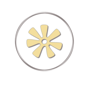 a yellow flower in a black circle